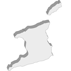 3D map dimension - continent North America country Trinidad and Tobago © badrpost