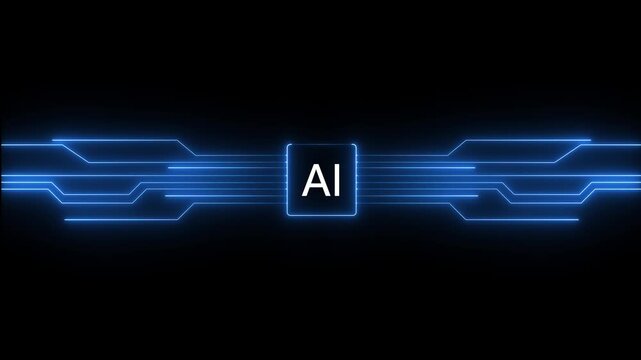 Command prompt generated Ai . Motherboard digital chip.black background. processor. cyberpunk , Digital transformation and Futuristic technology concept.4k motion..