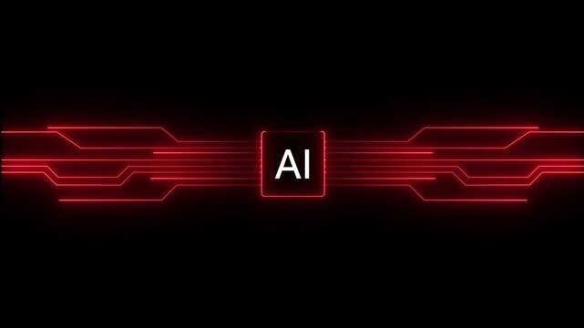 Command prompt generated Ai . Motherboard digital chip.black background. processor. cyberpunk , Digital transformation and Futuristic technology concept.4k motion..