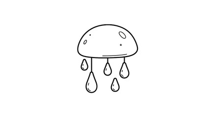 Stylized jellyfish with hanging tentacles line drawing © Sunduk