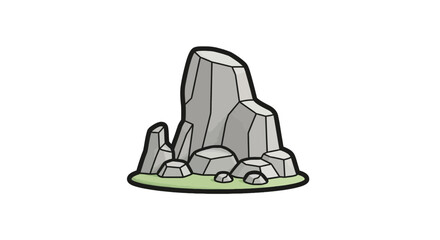 Large grey rock formation on a grassy patch © Sunduk