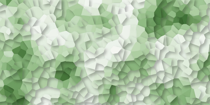 abstract minimal low polygon green gradient crystallized with Cement kitchen decor and marble bath floor design. background with triangles wallpaper texture design.
