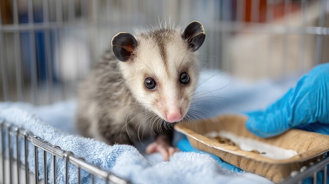 Adorable Possum in Care Center Environment