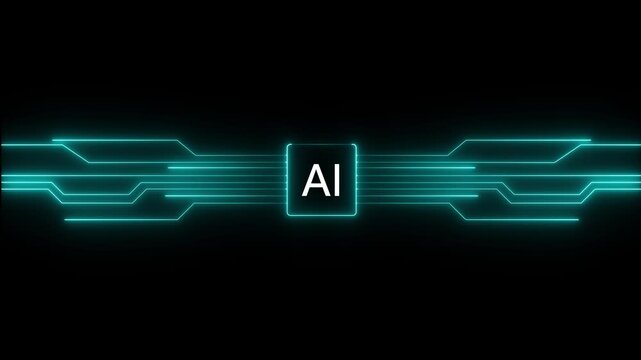 AI Command Prompt on Motherboard Digital Chip Animation Cyberpunk Processor Technology 4K Loop motion video,