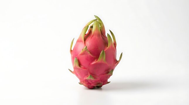 Bright pink dragon fruit isolated on clean white background studio shot