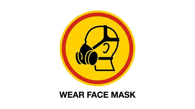 Factory safety sign for wearing a face mask. Industrial health and safety respirator icon.