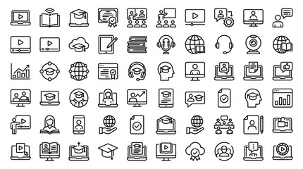 Fototapeta premium E-learning education online training and academic study icons.