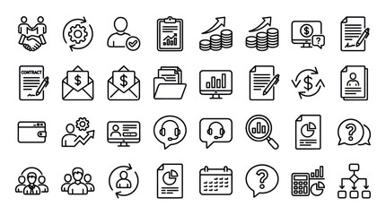 Fototapeta premium Finance and corporate business communication icons.