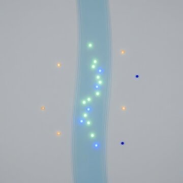 Quality threshold calibration with accepted signals inside a translucent tolerance band, separated outliers and clean copy space for process validation reports