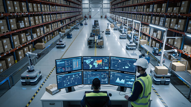 AI warehouse management platform tracking inventory movement in automated distribution operations