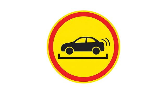 Parking sensor warning sign. Vehicle proximity alert icon for automotive safety systems.