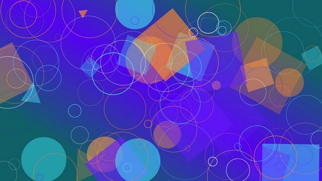 Abstract geometric background with overlapping circles and squares