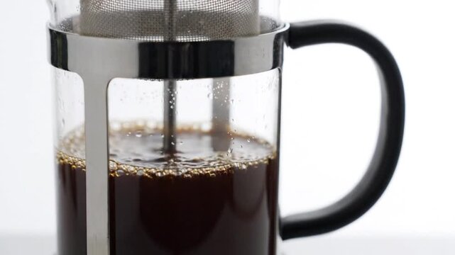 French Press Coffee Maker with Brewed Coffee