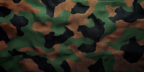 Obraz premium Abstrat Military Camouflage Textile Fabric Background with Green Brown and Black Pattern Details