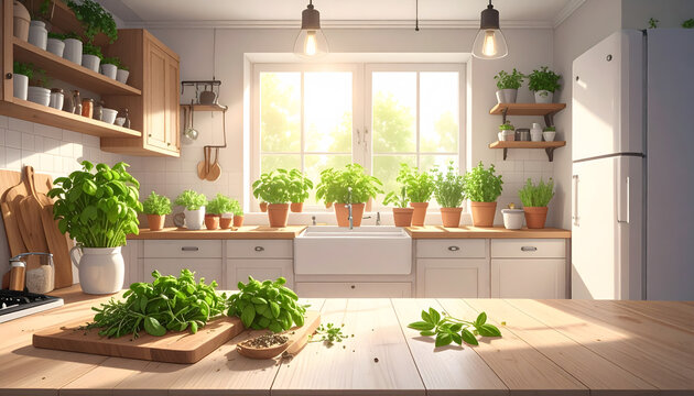 Fresh kitchen herbs on rustic surface with natural aroma vibrant ingredients for healthy cooking
