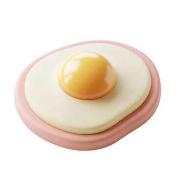 Cute sunny side up fried egg with glossy golden yolk on dusty rose base isolated on transparent background for breakfast food design