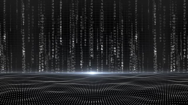 White color hi tech data flow big data transfer matrix design dark technology background