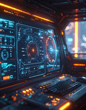 Futuristic control panel technology interface.