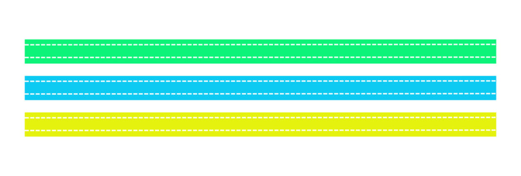 Minimalist Colorful Stitched Horizontal Banners Graphic Element Isolated on Transparent Background
