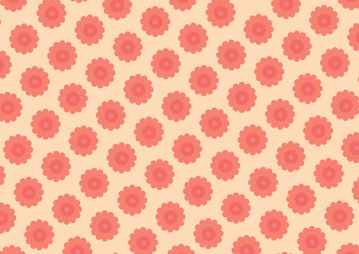 ベージュバックにピンク色の花模様の背景素材イラスト