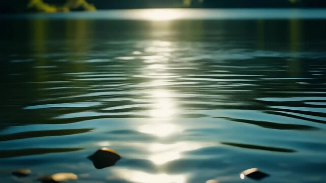 Shimmering lake reflections sparkling in breeze