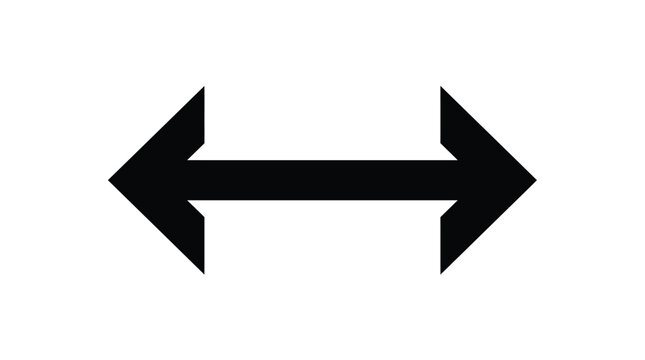 Bidirectional arrow silhouette on transparent background arrows