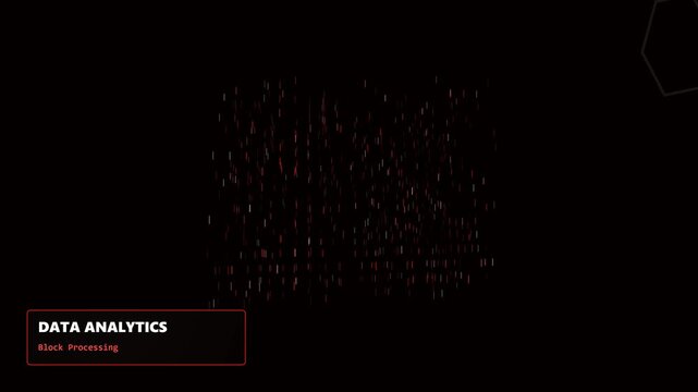 Data Analytics Block Processing System Displaying Advanced Binary Code Streams And Futuristic Information Network Interface Technology