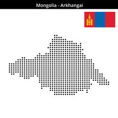 Fototapeta premium Map of Mongolia region Arkhangai in medium size dots