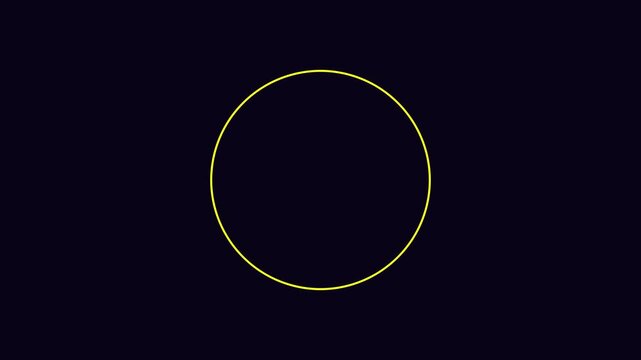 Five glowing yellow neon circles arranged horizontally on a deep dark midnight blue firmament surface