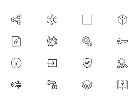 Line icons of security and technology concepts  various symbols
