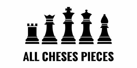 Chess Pieces Silhouette Collection On White Background © prince