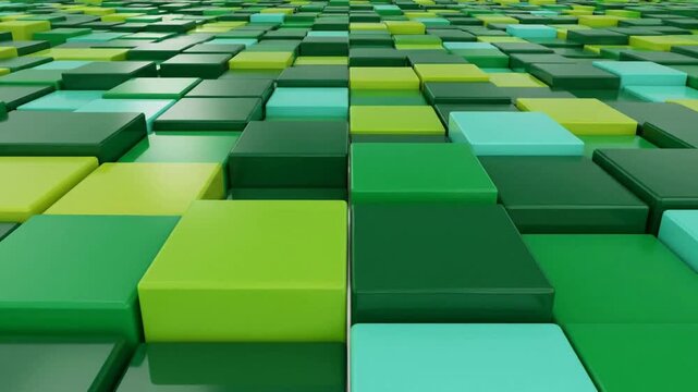 Moving Green Cube Landscape | Abstract Geometric 3D Background