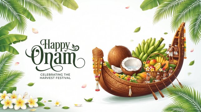 vector illustration of onam. Kerala Onam Greeting Card. illustration