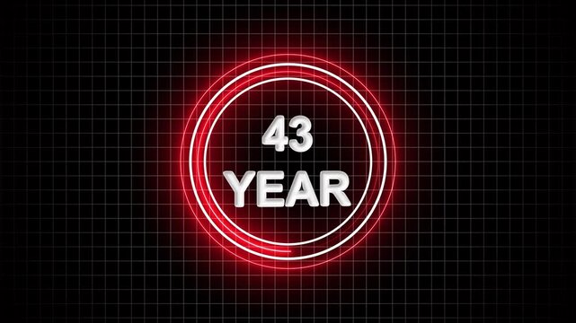 43 Year Anniversary Celebration Graphic with Futuristic Golden Number on Black Background