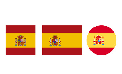 Obraz premium Spain flag icon set in rectangular and circular vector formats.