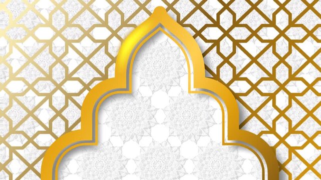 Elegant Islamic Golden Arch Frame Background for Mawlid Celebration.