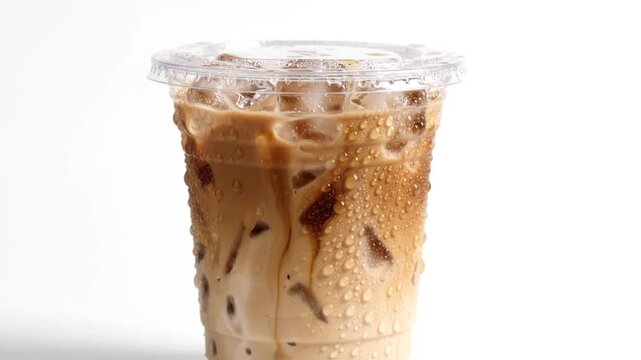 Iced Latte in Plastic Takeaway Cup with Condensation
