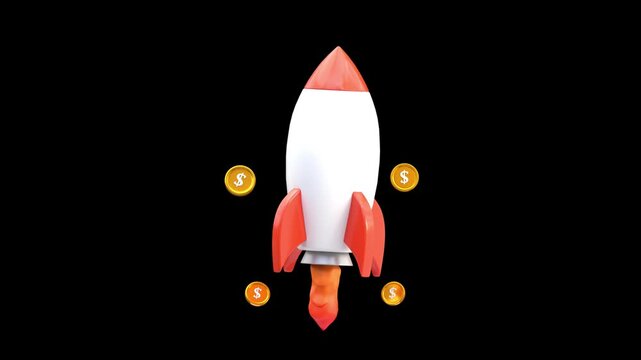 Rocket Launch With Flying Coins