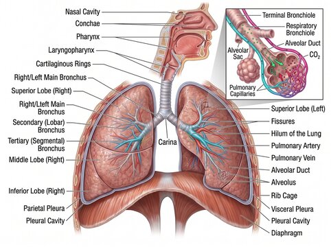 Human Lungs Anatomy Vector Illustration Icon Design Hand Drawn Sketch Symbol Set for Medical Art Business and Creative Graphic Pattern