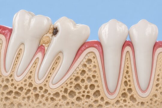 Impacted wisdom tooth causing dental caries in adjacent molar