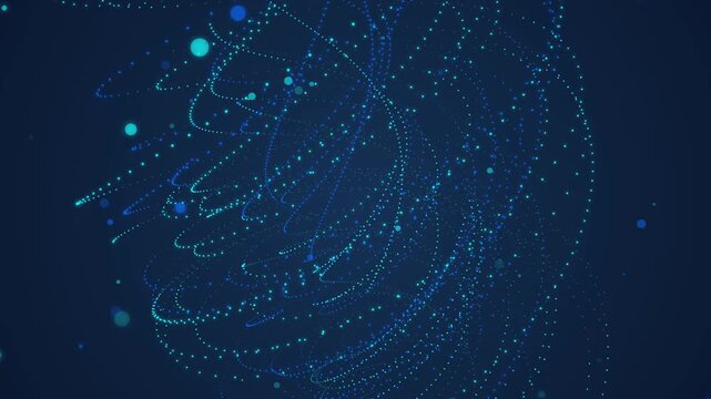 Glowing blue particles swirl in dynamic motion to represent data connectivity and advanced network communication systems