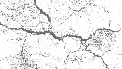 Fototapeta premium Black and White Cracked Concrete Texture Vector Background