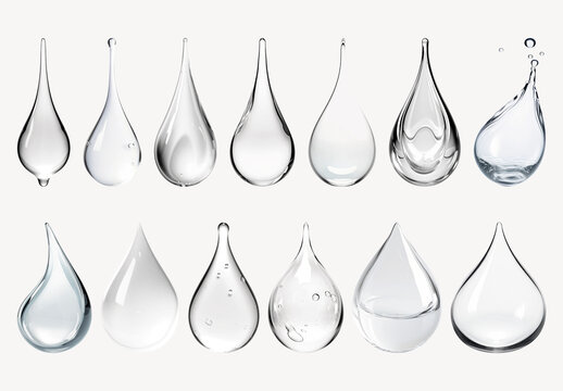 Variety Of Transparent Water Droplets Element Design Collection