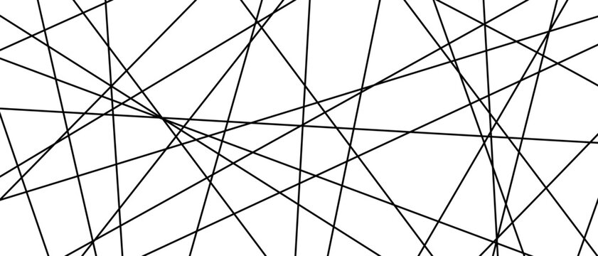 Straight random chaotic geometric lines form striking abstract vector pattern with irregular angles chaotic arrangement create bold monochrome texture creative contemporary illustration background.