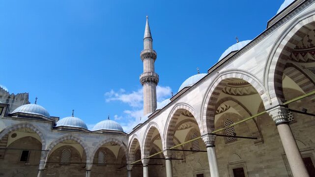 The inner courtyard of the Suleymaniye Mosque, Istanbul