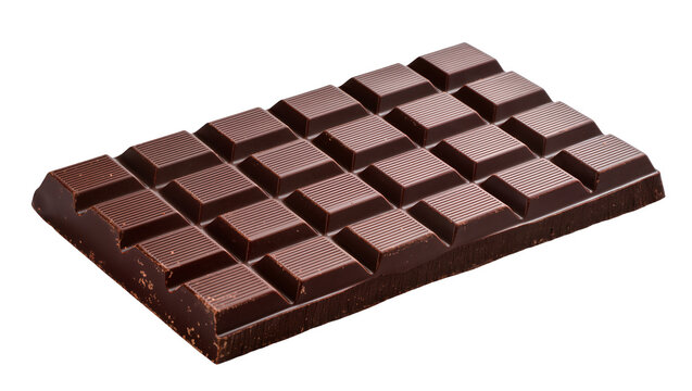 Isolated delicious dark chocolate bar with individual segments ready for breaking apart