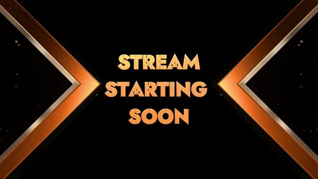 STREAM STARTING SOON text animation gold background with particle 4k video