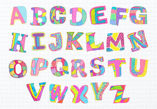 Colorful Artistic Alphabet Letters Font Set