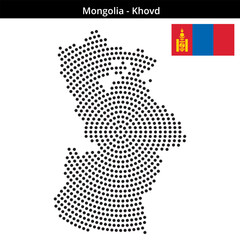 Obraz premium Map of Mongolia region Khovd in concentric medium dots