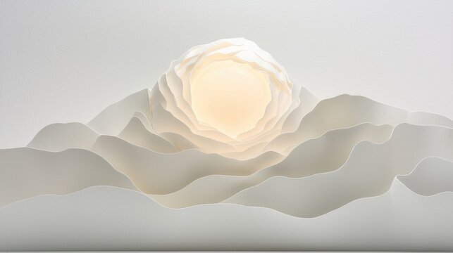 A white sculpture of a flower with a yellow center.